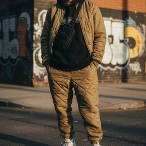Marshall Gamemaster Quilted Bomber Jacket Jogger Pant Set Size Medium Streetwear